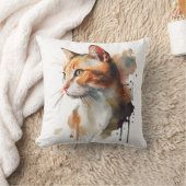 水彩猫絵画装飾用クッション クッション (ブランケット)