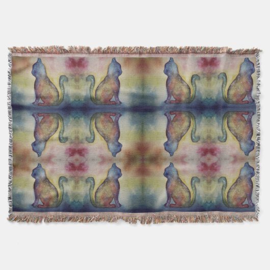 水彩猫 スローブランケット (正面)