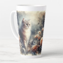 水彩猫&フローラ- A母ラブ カフェラテマグ