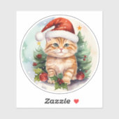 水彩猫、ホリーベリー、クリスマスツリー シール (シート)