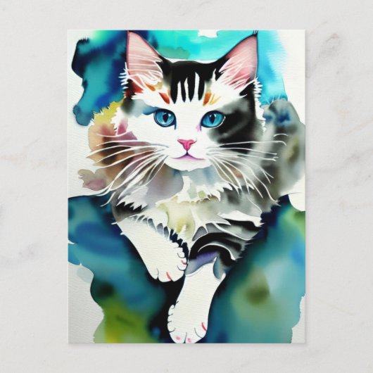 水彩猫 ポストカード (正面)
