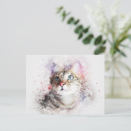 水彩猫 ポストカード (スタンド正面)