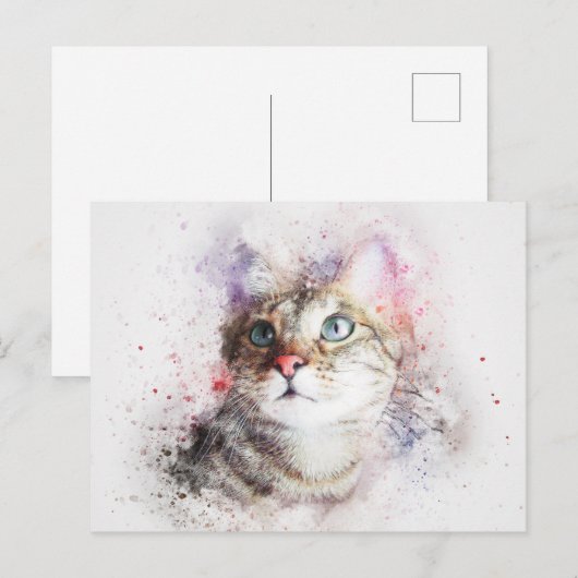 水彩猫 ポストカード (正面/裏面)