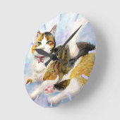 水彩猫 ラウンド壁時計 (傾斜)
