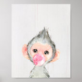 水彩猿サファリ バブル ぬいぐらむ アート プリント (正面)