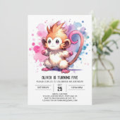 水彩猿素朴誕生日 招待状 (スタンド正面)