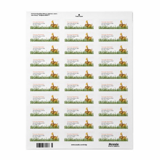 水彩獅子とキリン ラベル (フルシート)