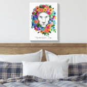 水彩獅子と虹の花 キャンバスプリント (インサイチュ (寝室))