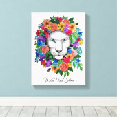 水彩獅子と虹の花 キャンバスプリント (インサイチュ (ウッドフロア))