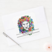 水彩獅子と虹の花 スクエアシール (封筒)