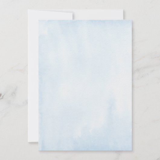 水彩獅子の少年の青い赤ちゃんシャワー 招待状 (裏面)