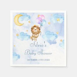 水彩獅子ジャングル動物男の赤ちゃんシャワー スタンダードカクテルナプキン