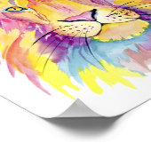 水彩獅子プリント-カラフルウォールデコール ポスター (角)