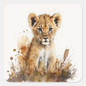 水彩獅子王のパーティースクエアステッカー スクエアシール (正面)