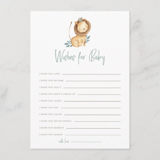 水彩獅子王の願いベビーカード エンクロージャーカード (正面)