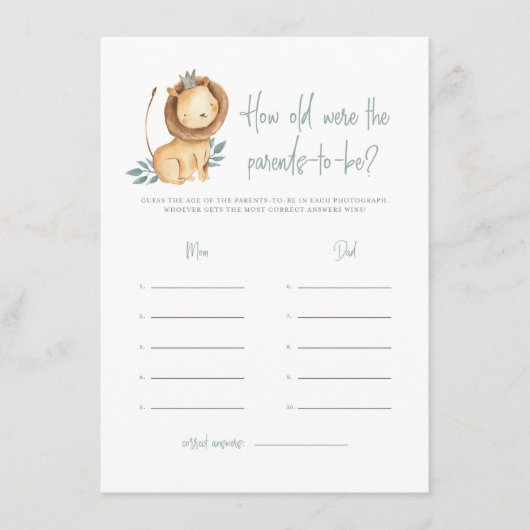 水彩獅子王子父母の年齢 エンクロージャーカード (正面)