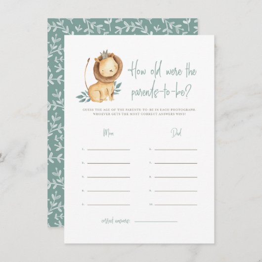 水彩獅子王子父母の年齢 エンクロージャーカード (正面/裏面)