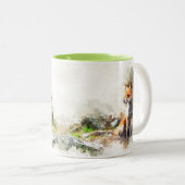 水彩王狐酒コーヒーおもしろいカップ2マグ ツートーンマグカップ (正面右)