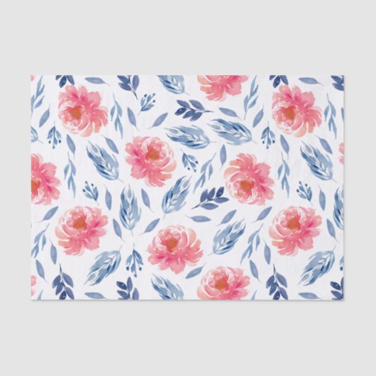 水彩珊瑚と海軍花模様 薄葉紙 (正面)