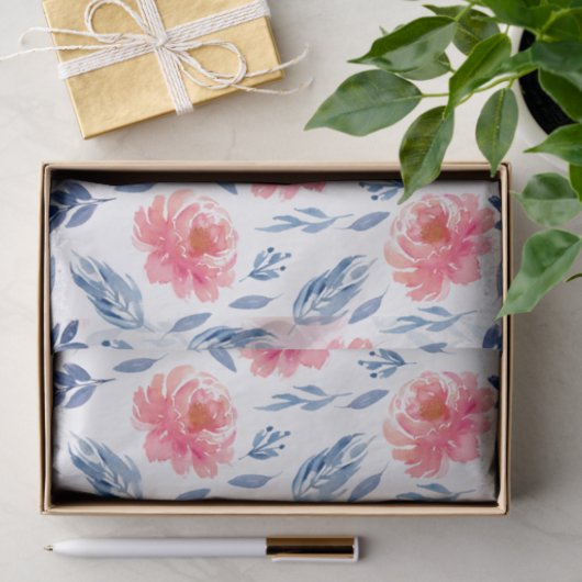 水彩珊瑚と海軍花模様 薄葉紙 (ギフト)