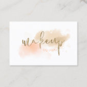 水彩珊瑚と金ゴールドメイクアップ 名刺 (正面)