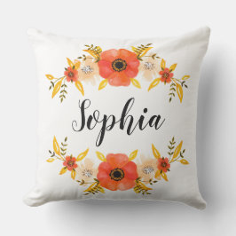水彩珊瑚フローラリース名前をカスタムする アウトドアクッション