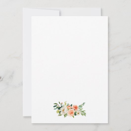 水彩珊瑚フローラ結婚写真金ゴールド 招待状 (裏面)