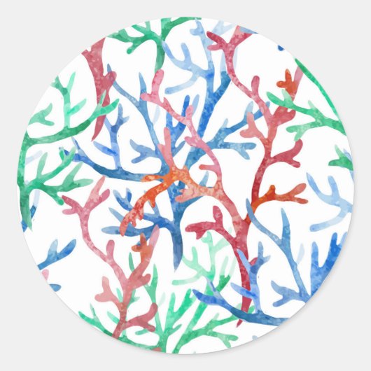 水彩珊瑚模様 ラウンドシール (正面)