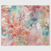 水彩珊瑚礁ラグジュアリー ラッピングペーパー (フラット)