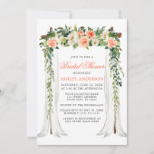 水彩珊瑚花卉天花板婚前お披露目パーティー 招待状 (正面)