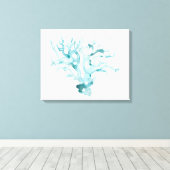 水彩珊瑚 – 青 キャンバスプリント (インサイチュ (ウッドフロア))