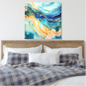 水彩瑪瑙のキャンバスアート キャンバスプリント (インサイチュ (寝室))