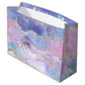 水彩瑪瑙金ゴールドグリッターピンクパープルブルー ラージペーパーバッグ (裏面アングル)