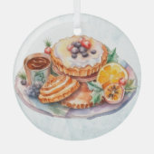 水彩甘いお菓子 ガラスオーナメント (正面)