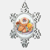 水彩甘いお菓子 スノーフレークピューターオーナメント (右)