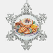 水彩甘いお菓子 スノーフレークピューターオーナメント (正面)