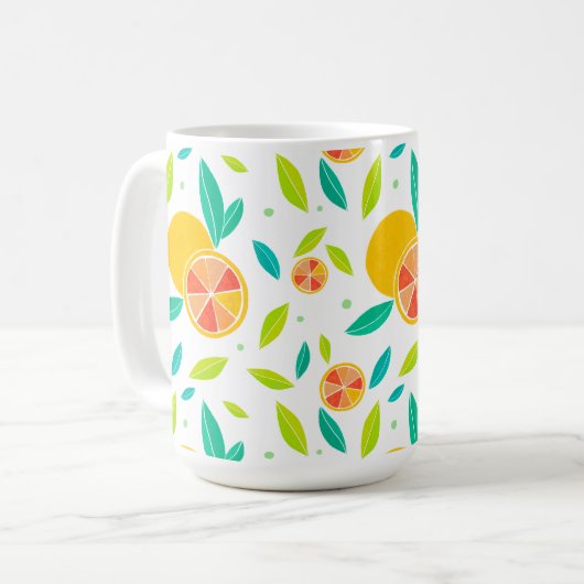 水彩甘いオレンジ柄 コーヒーマグカップ (正面左)