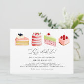 水彩甘いケーキ茶パーティーブランチ 招待状 (スタンド正面)