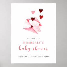 水彩甘いハートレターウェルカムベビーシャワー ポスター