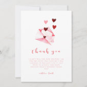 水彩甘いハートレターベビーシャワー サンキューカード (正面)