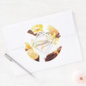 水彩甘いバニラオーキッドモノグラム ラウンドシール (封筒)