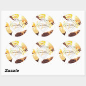 水彩甘いバニラオーキッドモノグラム ラウンドシール (シート)