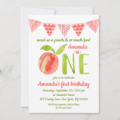 水彩甘いピーチファースト誕生日 招待状 (正面)