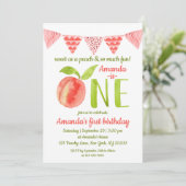 水彩甘いピーチファースト誕生日 招待状 (スタンド正面)