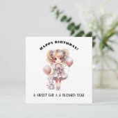 水彩甘い人形ガーリーハッピーバースデーカード カード (スタンド正面)