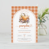 水彩甘い小さなかぼちゃの秋のプレイド 招待状 (スタンド正面)