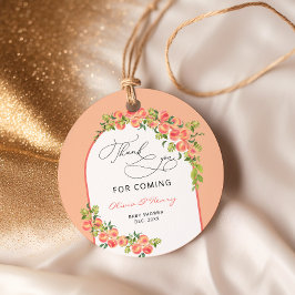 水彩甘い小さな桃サンキューメッセージカード フェイバータグ