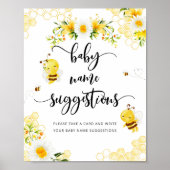 水彩甘い小さな蜂のベビー名提案 ポスター (正面)