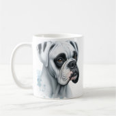水彩甘い白いボクサー犬 コーヒーマグカップ (左)