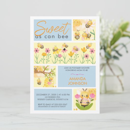 水彩甘くて可愛い赤ちゃんシャワー 招待状 (スタンド正面)